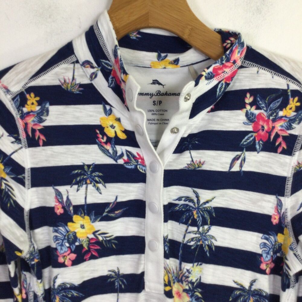 Tommy Bahama Womens Lanai and Order Floral Stripe Sweatshirt White Blue Size S - Picture 4 of 12